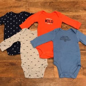 Carter’s Baby Boy 0-3M Long Sleeve Onesies 4-pk